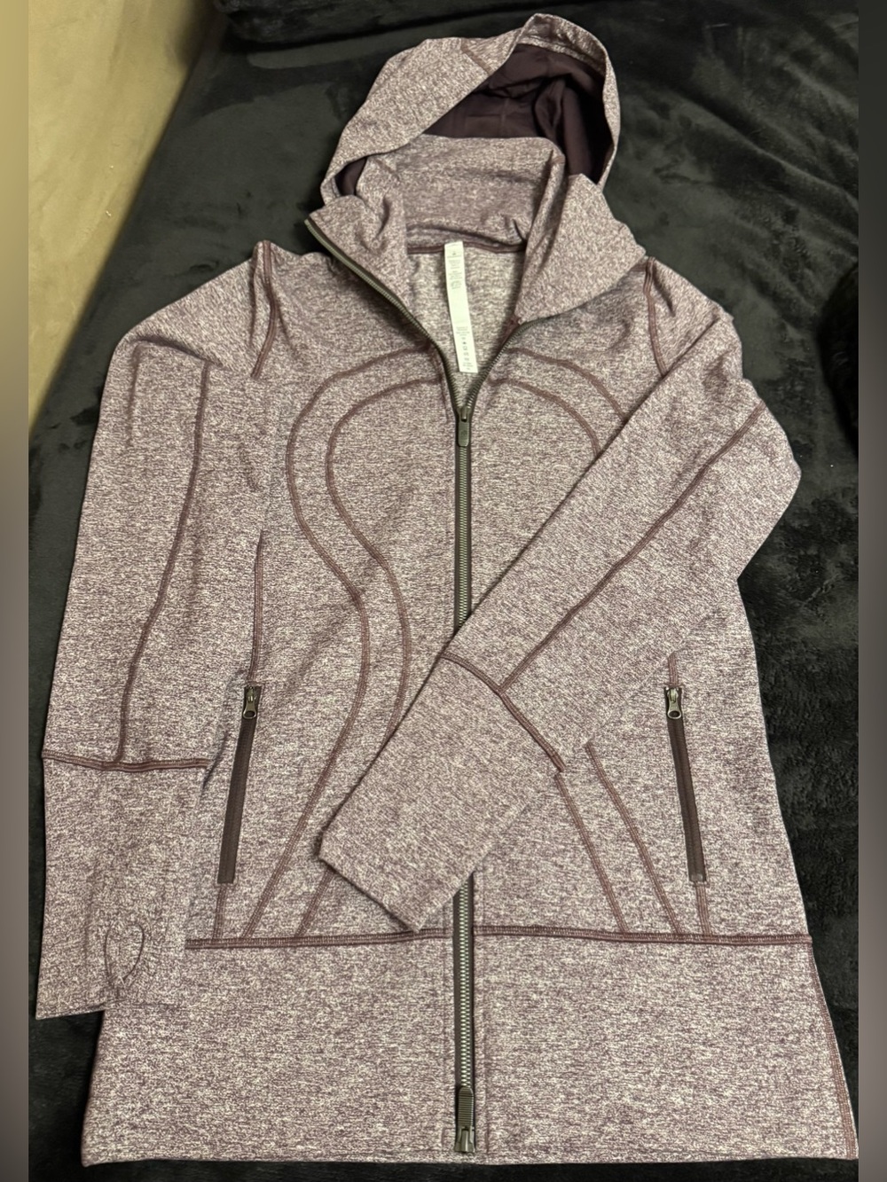 NWT Lululemon Stride Jacket II Heathered Black Cherry Hooded Full Zip Size 8
